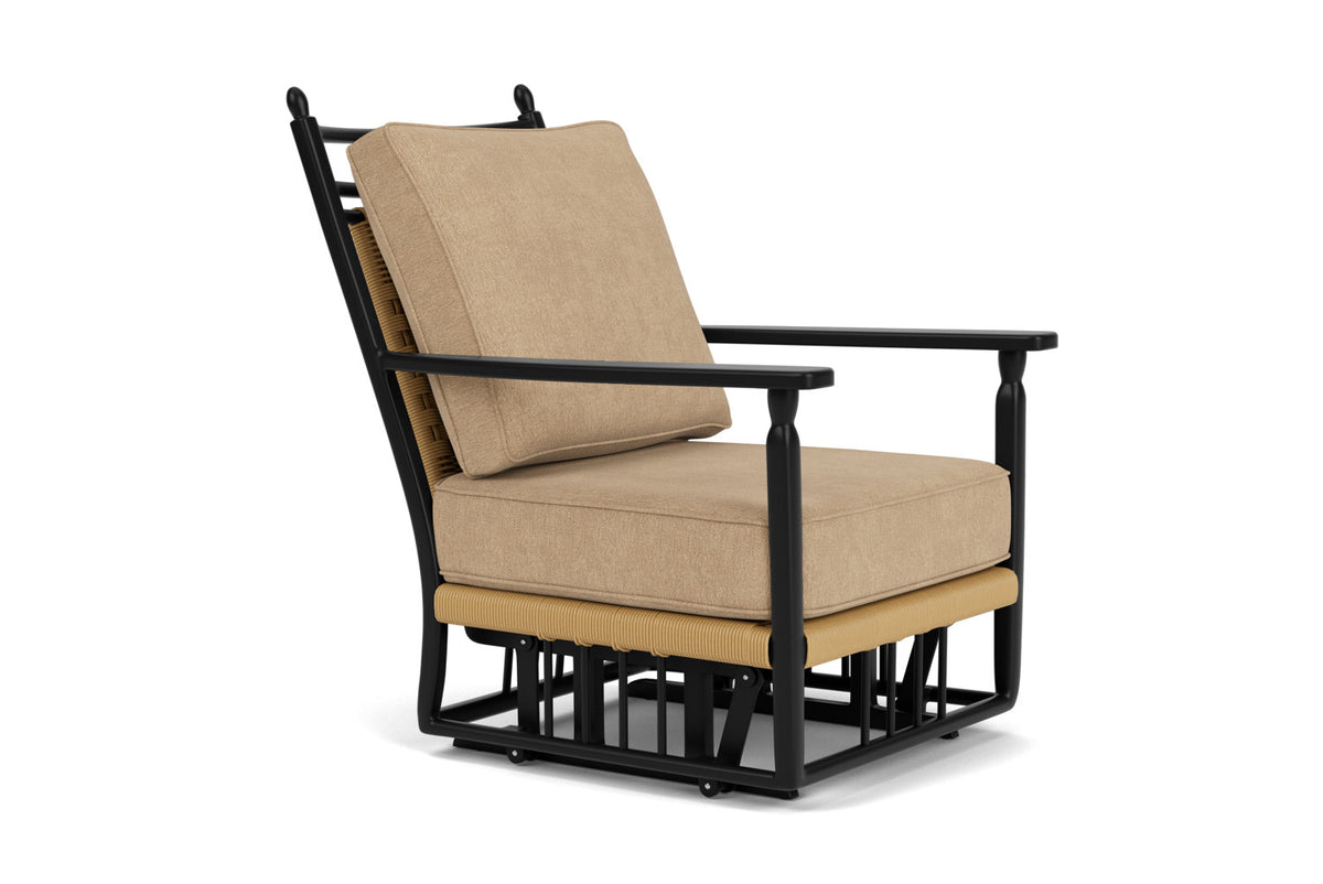 Lloyd Flanders Low Country Glider Lounge Chair with Hayden Sand fabric, view 3