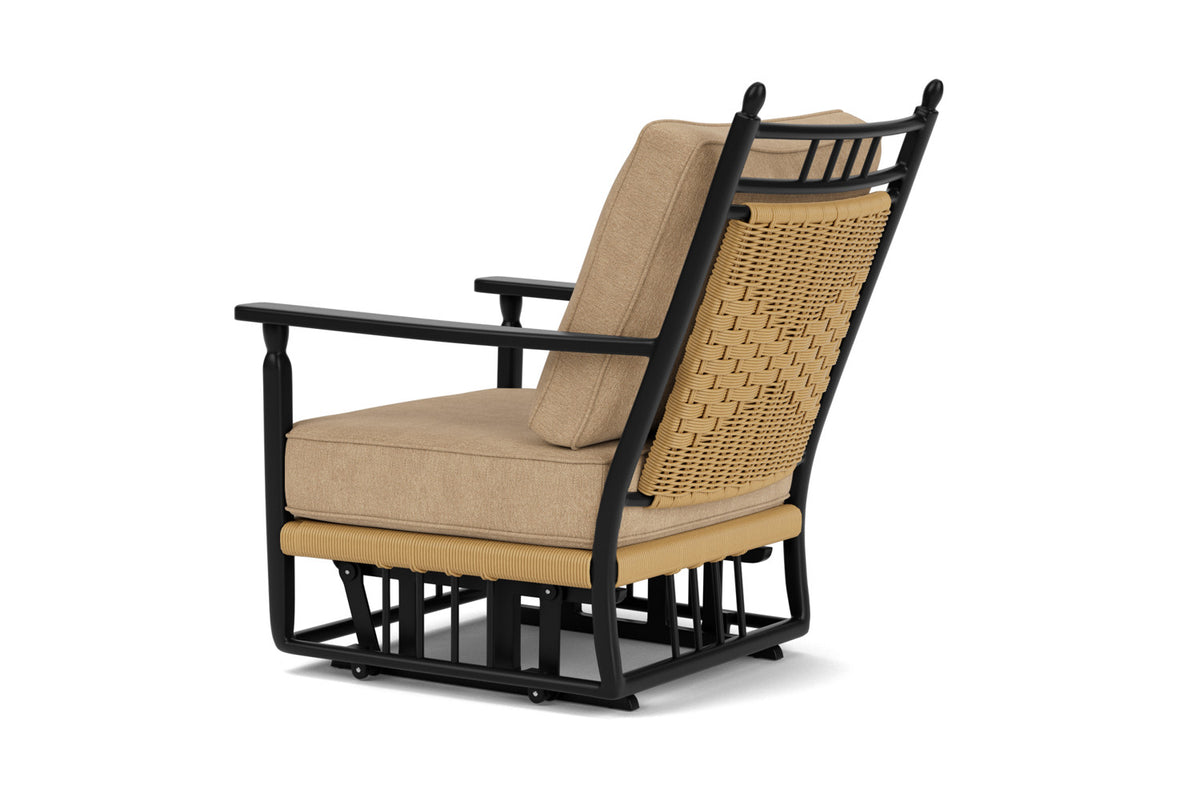 Lloyd Flanders Low Country Glider Lounge Chair with Hayden Sand fabric, view 8