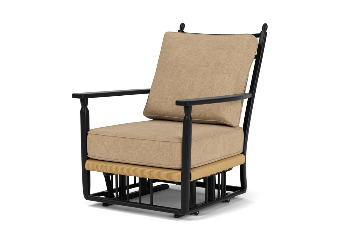 Lloyd Flanders Low Country Glider Lounge Chair with Hayden Sand fabric, view 10