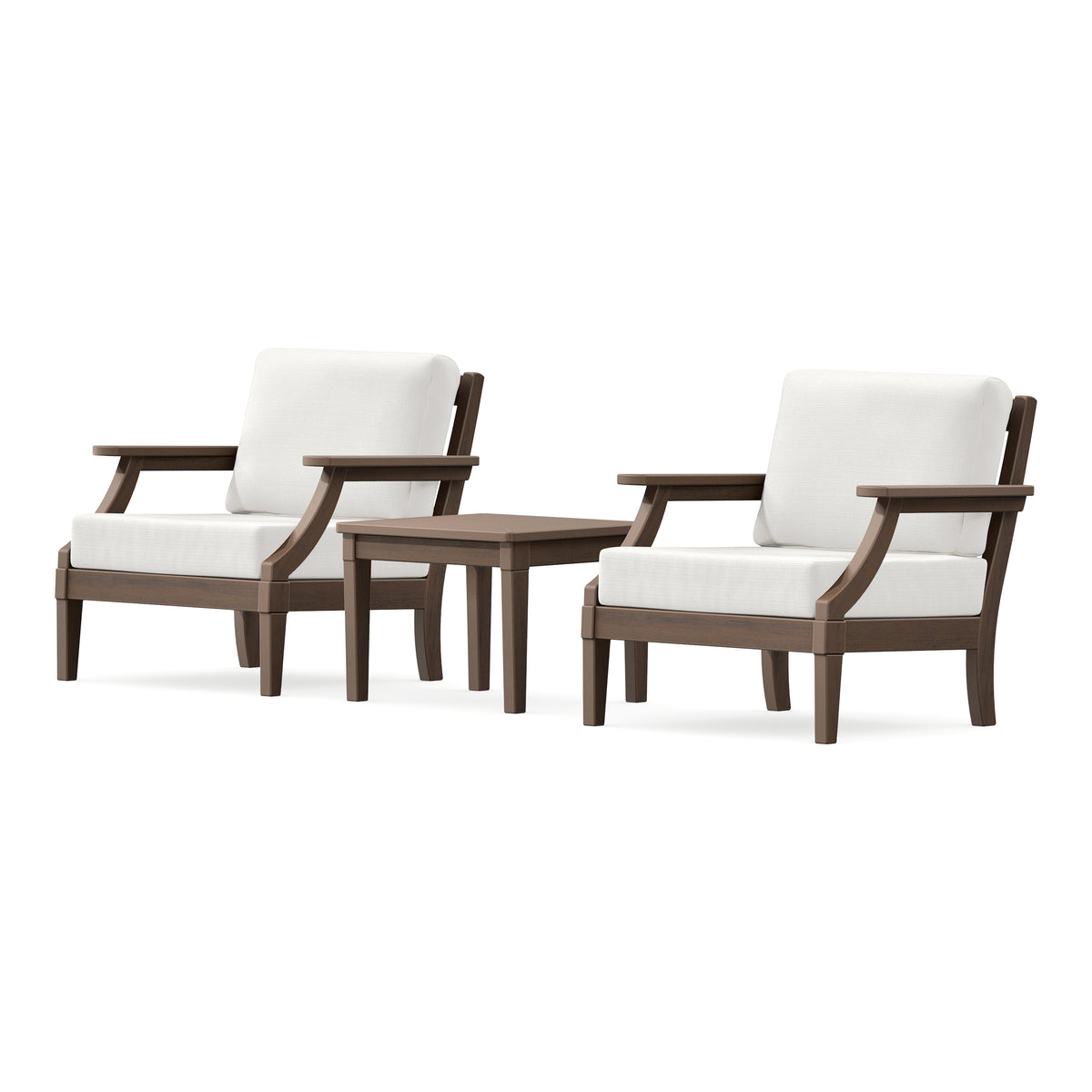 POLYWOOD PW Designer Series Estate 3-Piece Lounge Chair Set in Kona / Natural Linen