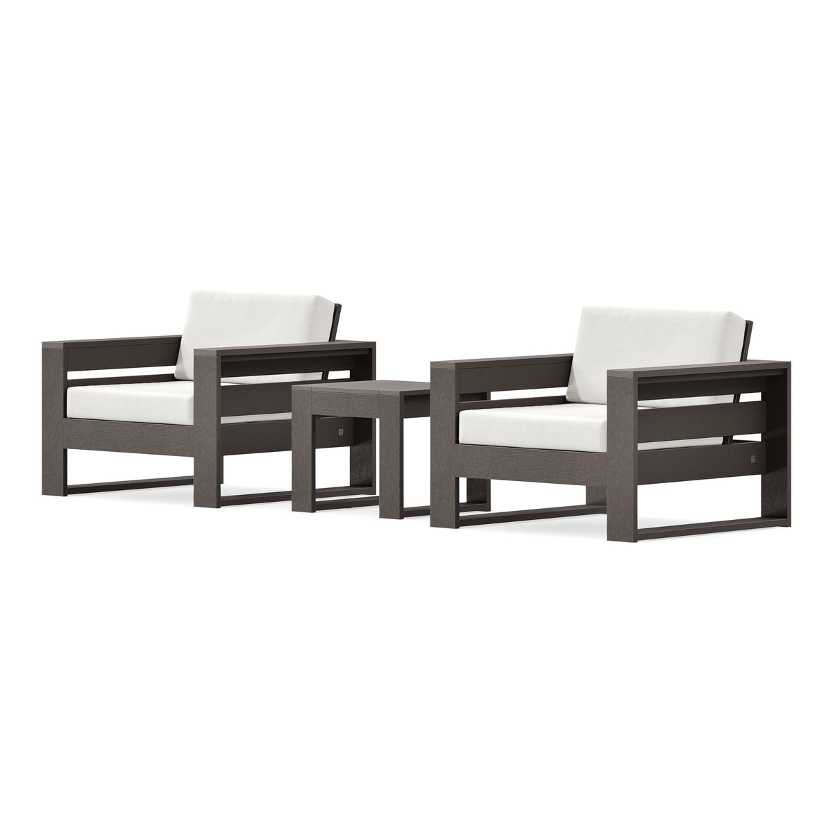 POLYWOOD PW Designer Series Latitude 3-Piece Lounge Chair Set in Vintage Coffee / Natural Linen
