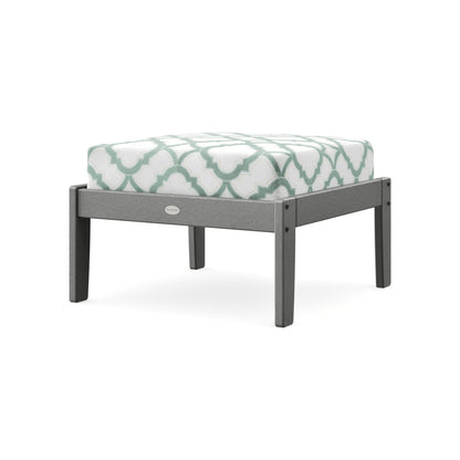 POLYWOOD Braxton Deep Seating Ottoman in Slate Grey / Trellis Glacier Spa