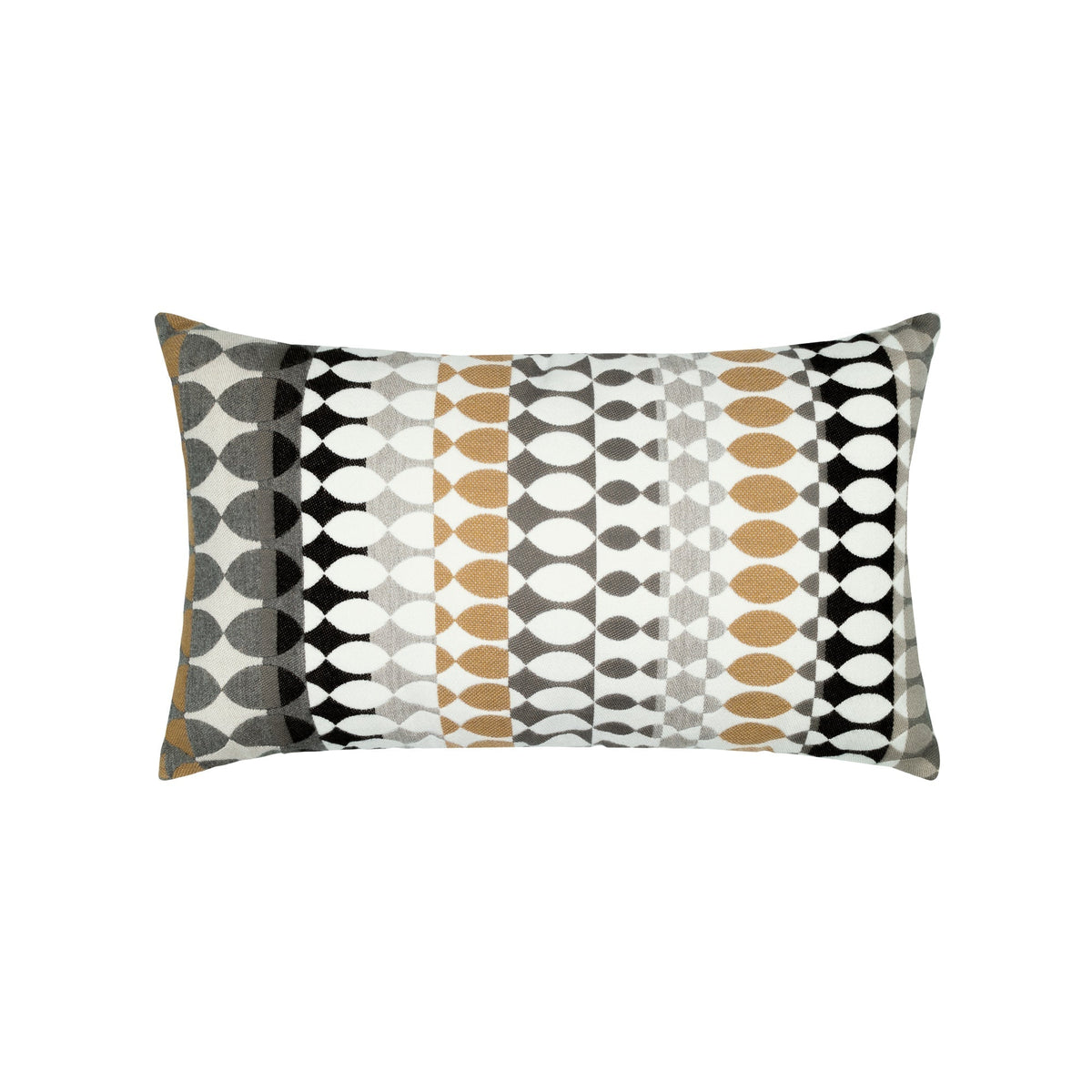 Elaine Smith Modern Oval Dune outdoor pillow, gold and black