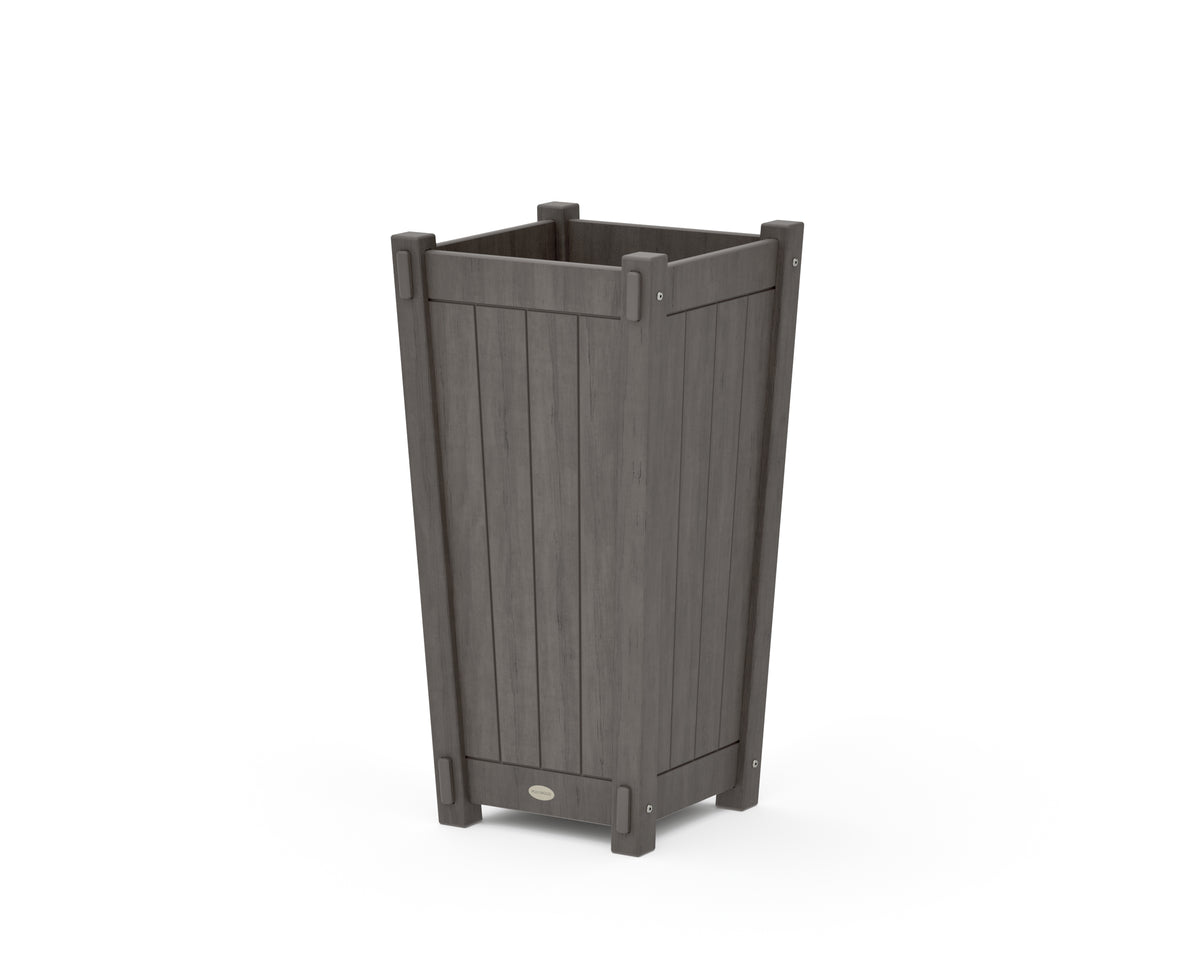 POLYWOOD Vineyard Tapered Square Planter Box in Driftwood