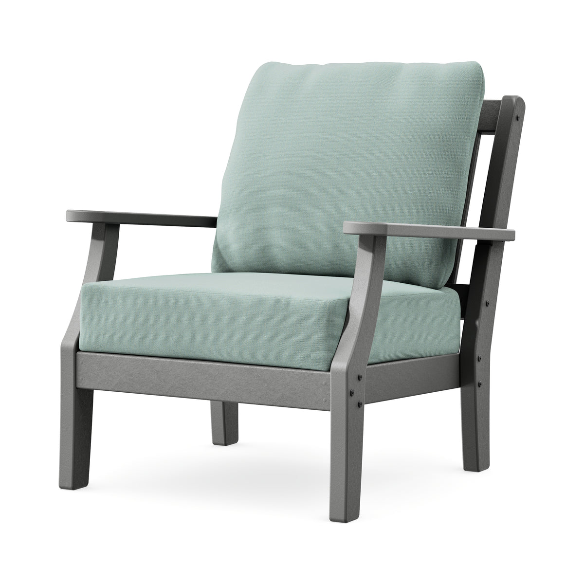 POLYWOOD Chinoiserie Deep Seating Chair in Slate Grey / Spa