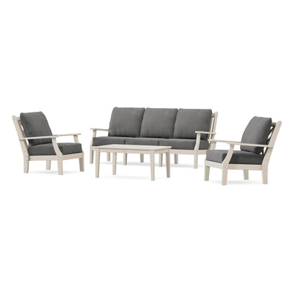 POLYWOOD Country Living Wovendale 4-Piece Deep Seating Set with Sofa in Sand
