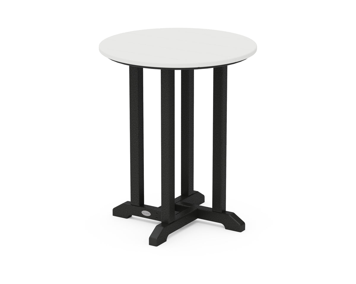 POLYWOOD Contempo 24" Round Dining Table in Black / Vintage White