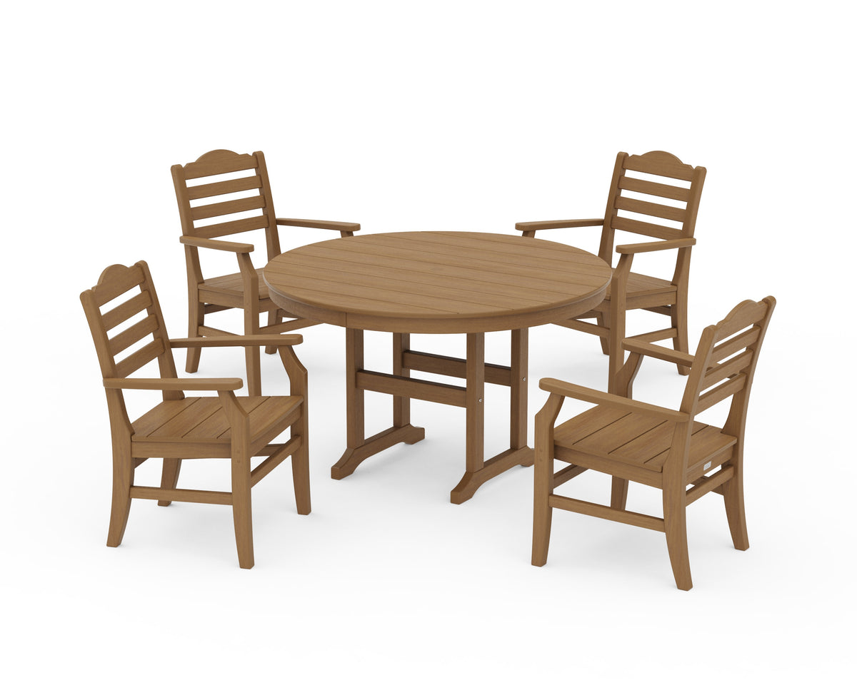 POLYWOOD Savannah 5-Piece Round Farmhouse Dining Set in Natural