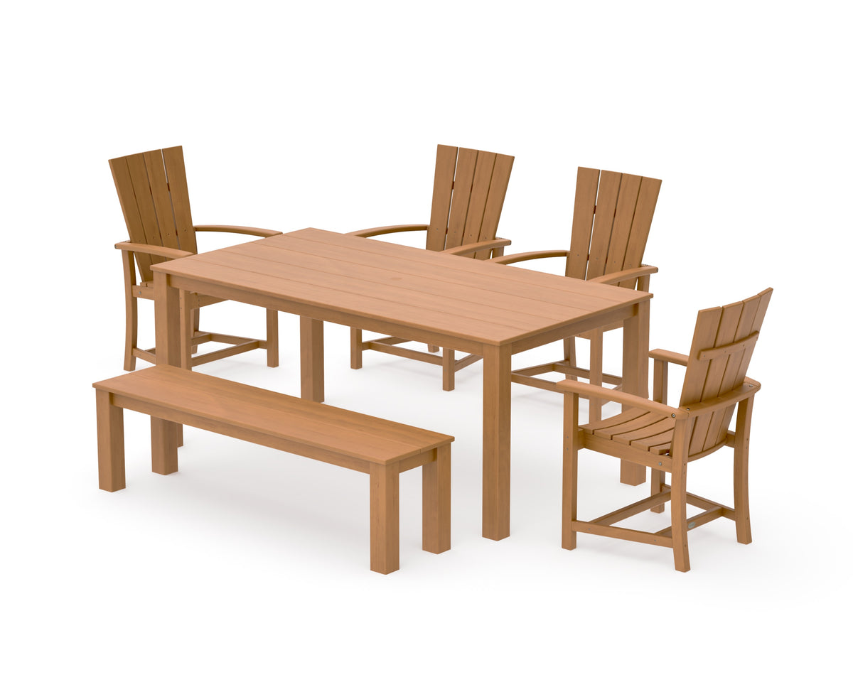 POLYWOOD Quattro 6-Piece Parsons Dining Set with Bench in Natural