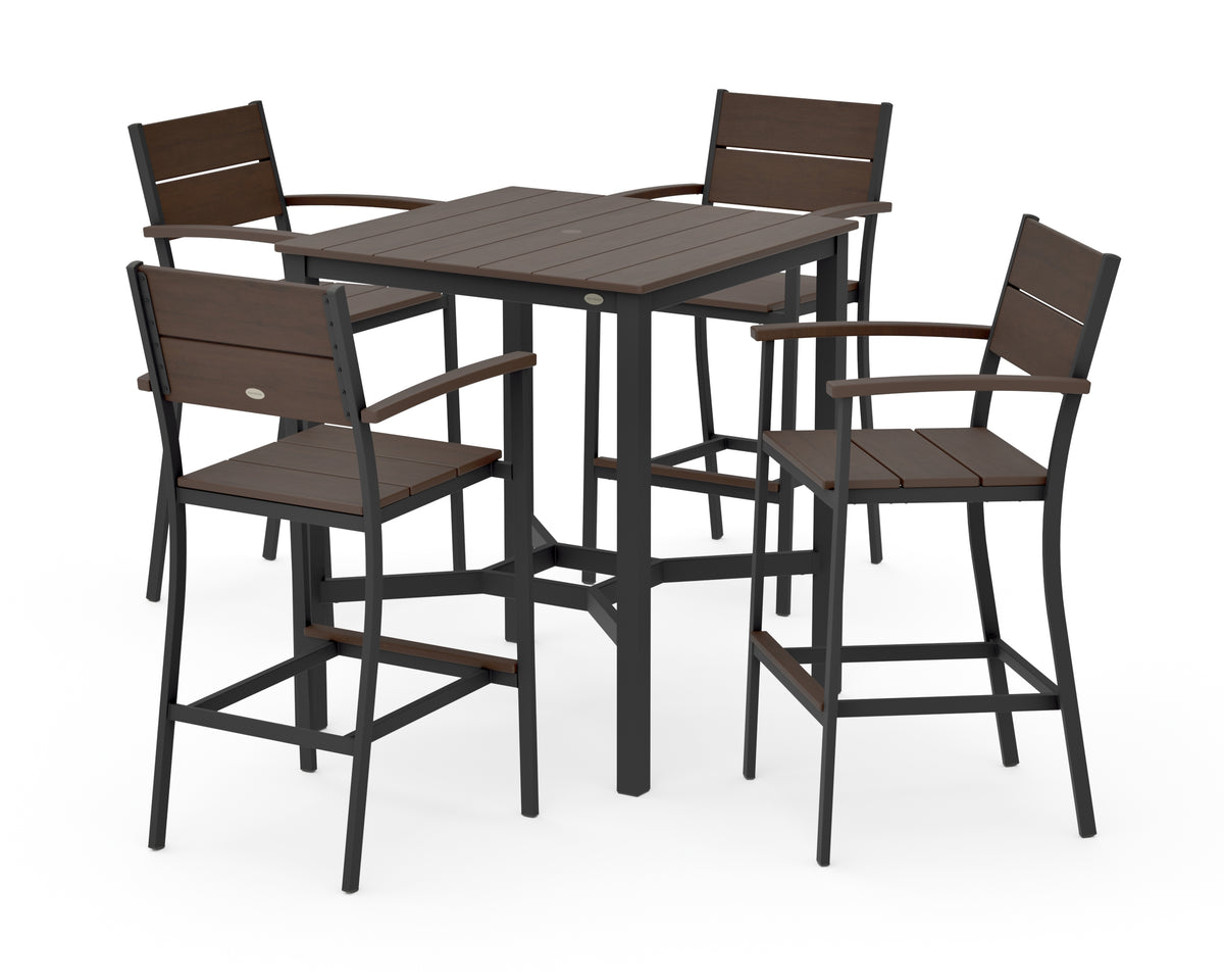 POLYWOOD Main Street 5-Piece Bar Set in Black / Kona