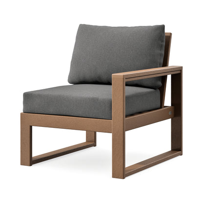 POLYWOOD EDGE Modular Right Arm Chair in Teak / Ash Charcoal