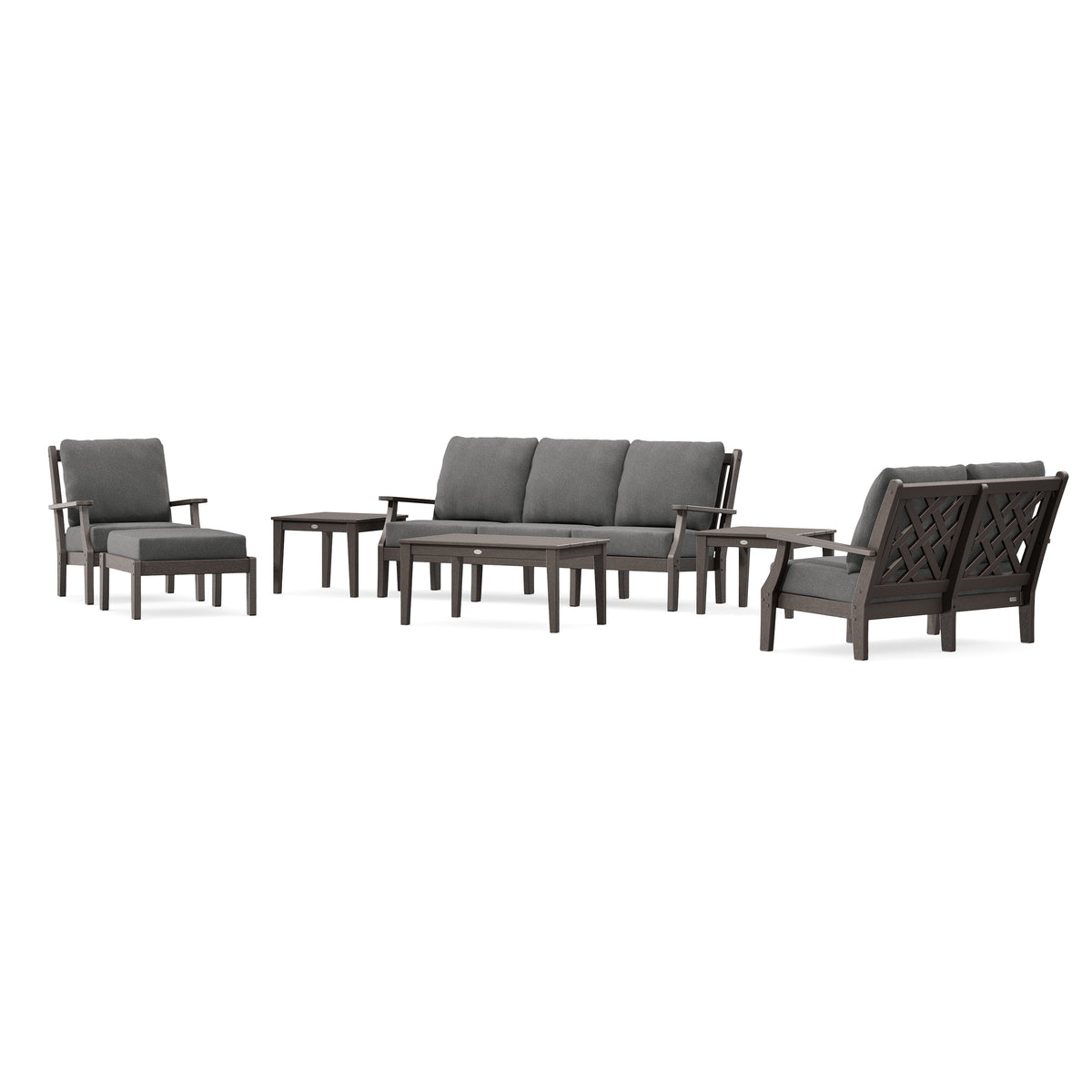 POLYWOOD Country Living Wovendale 7-Piece Deep Seating Set in Vintage Coffee