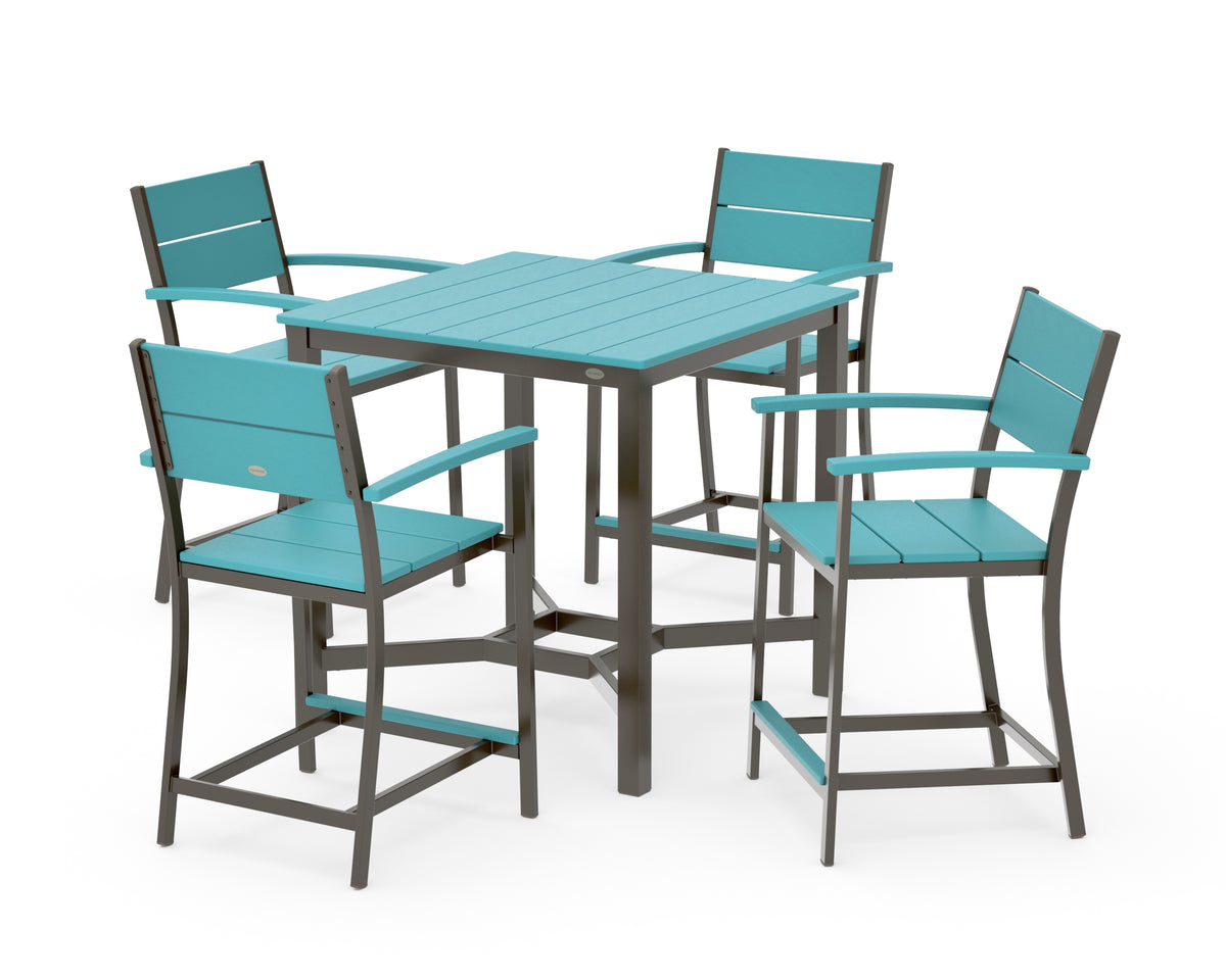 POLYWOOD Main Street 5-Piece Counter Set in Bronze / Aruba