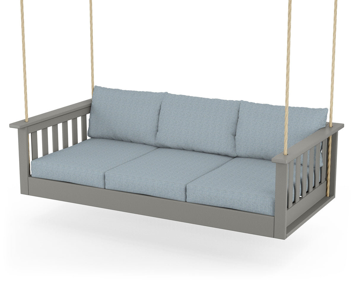 POLYWOOD Vineyard Daybed Swing in Slate Grey / Exhale Sky