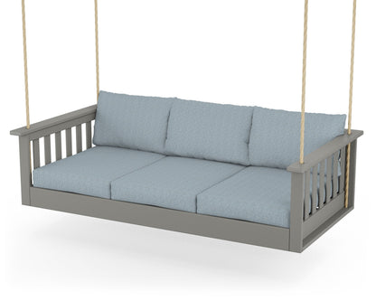 POLYWOOD Vineyard Daybed Swing in Slate Grey / Exhale Sky