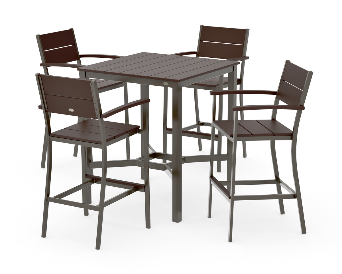 POLYWOOD Main Street 5-Piece Bar Set in Bronze / Mahogany