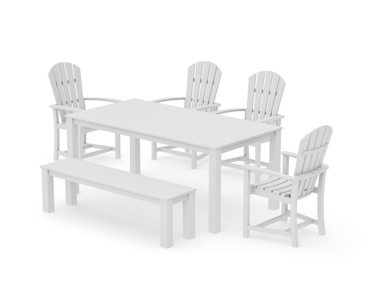 POLYWOOD Palm Coast 6-Piece Parsons Dining Set with Bench in Vintage White