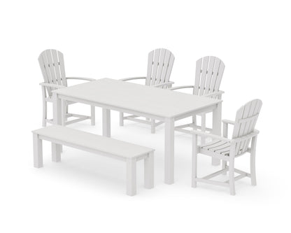 POLYWOOD Palm Coast 6-Piece Parsons Dining Set with Bench in Vintage White