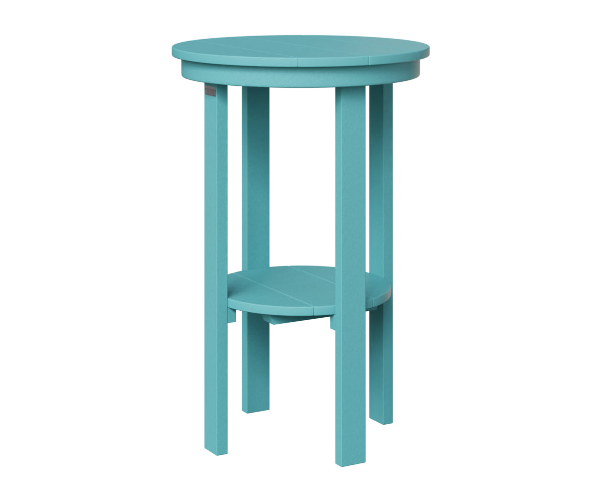 Berlin Gardens Round End Table Bar Height in Aruba Blue