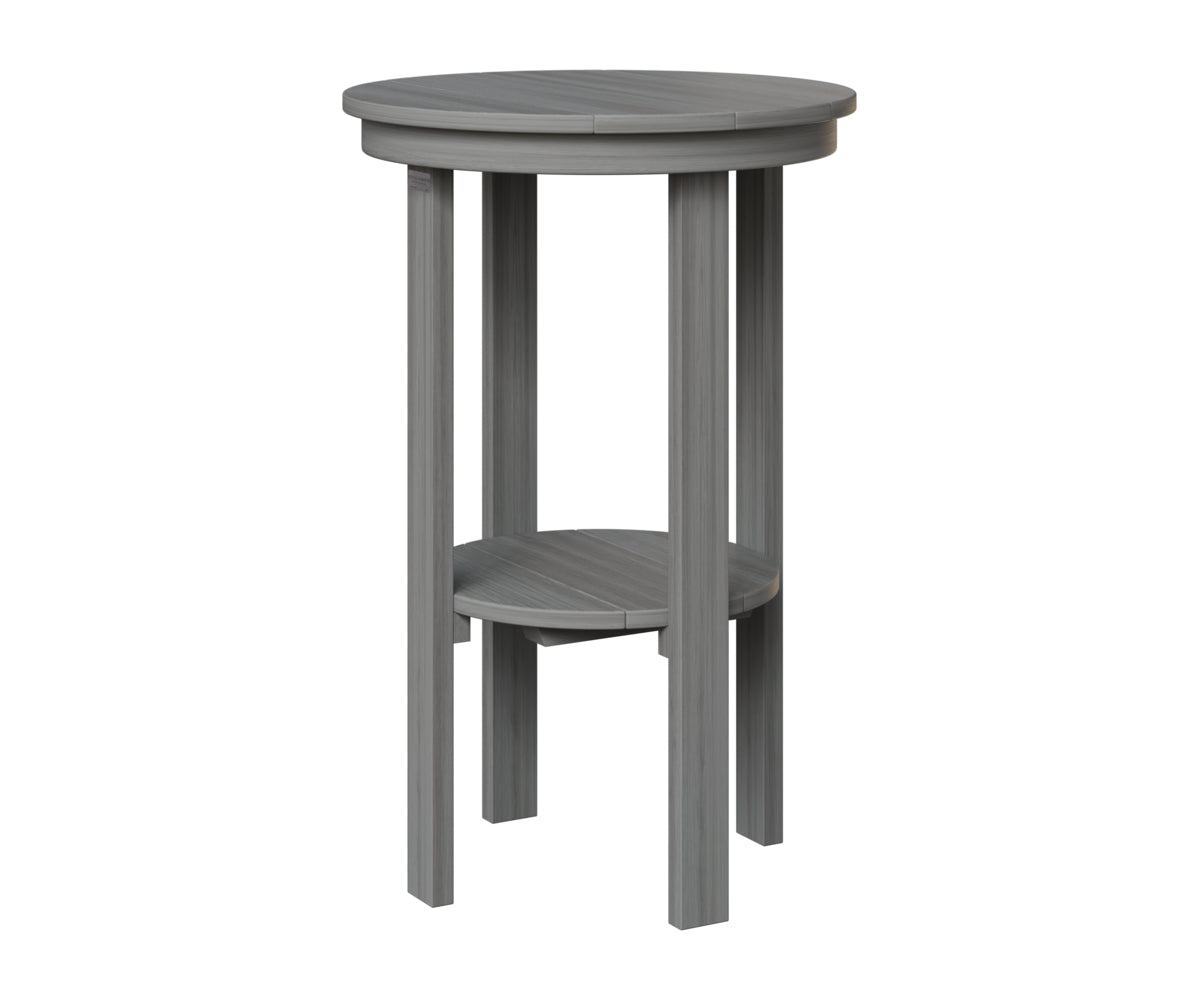 Berlin Gardens Round End Table Bar Height in Driftwood Gray