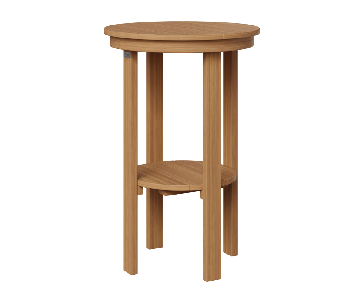 Berlin Gardens Round End Table Bar Height in Natural Teak