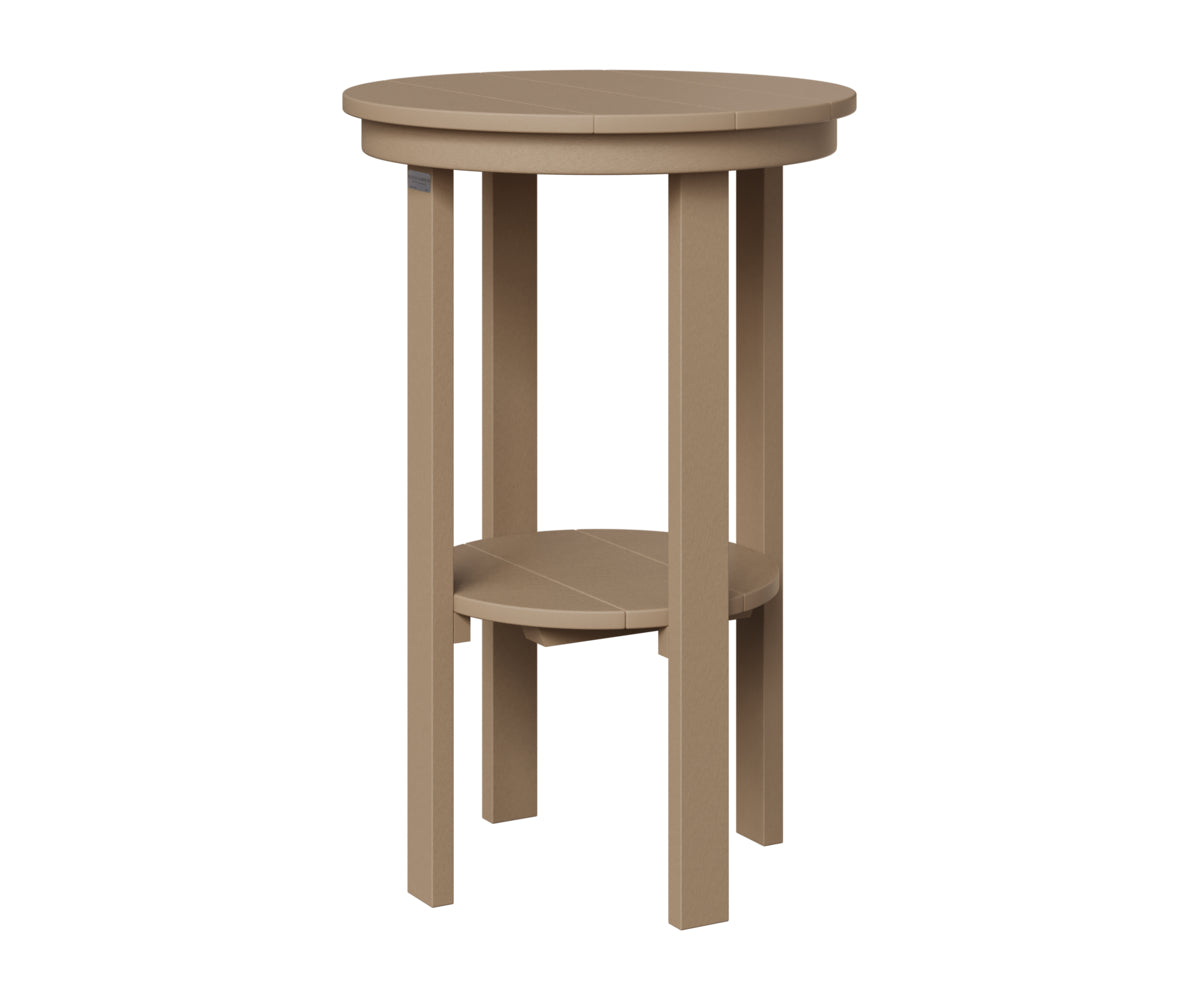 Berlin Gardens Round End Table Bar Height in Weatherwood