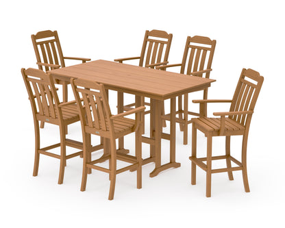 POLYWOOD Cottage Arm Chair 7-Piece Farmhouse Bar Set in Natural