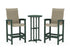 POLYWOOD Coastal Woven High-Back 3-Piece Farmhouse Bar Set in Green / Dune Grass