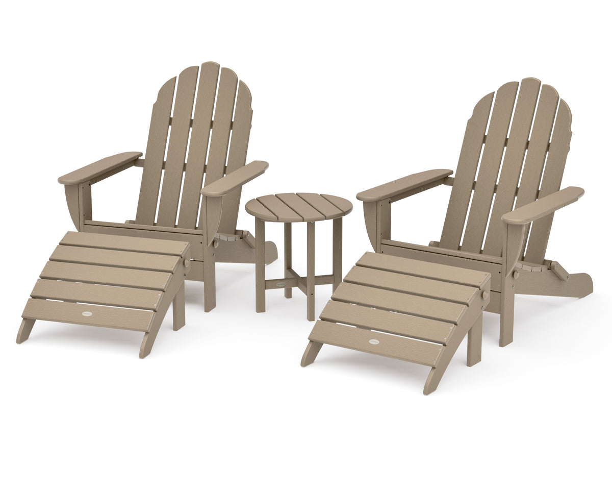 POLYWOOD Classic Oversized Adirondack 5-Piece Casual Set in Vintage Sahara