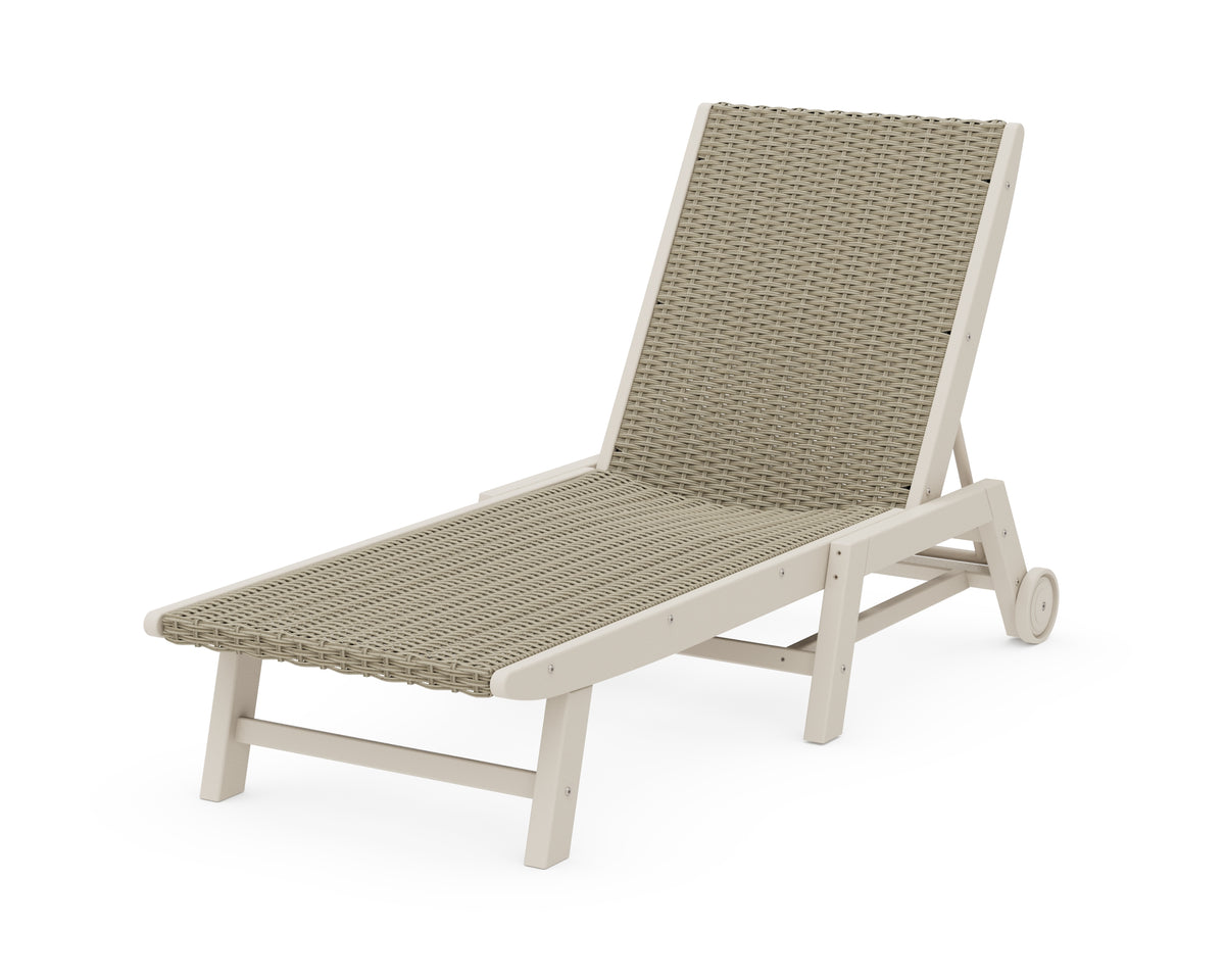 POLYWOOD Coastal Woven Chaise with Wheels in Sand / Dune Grass