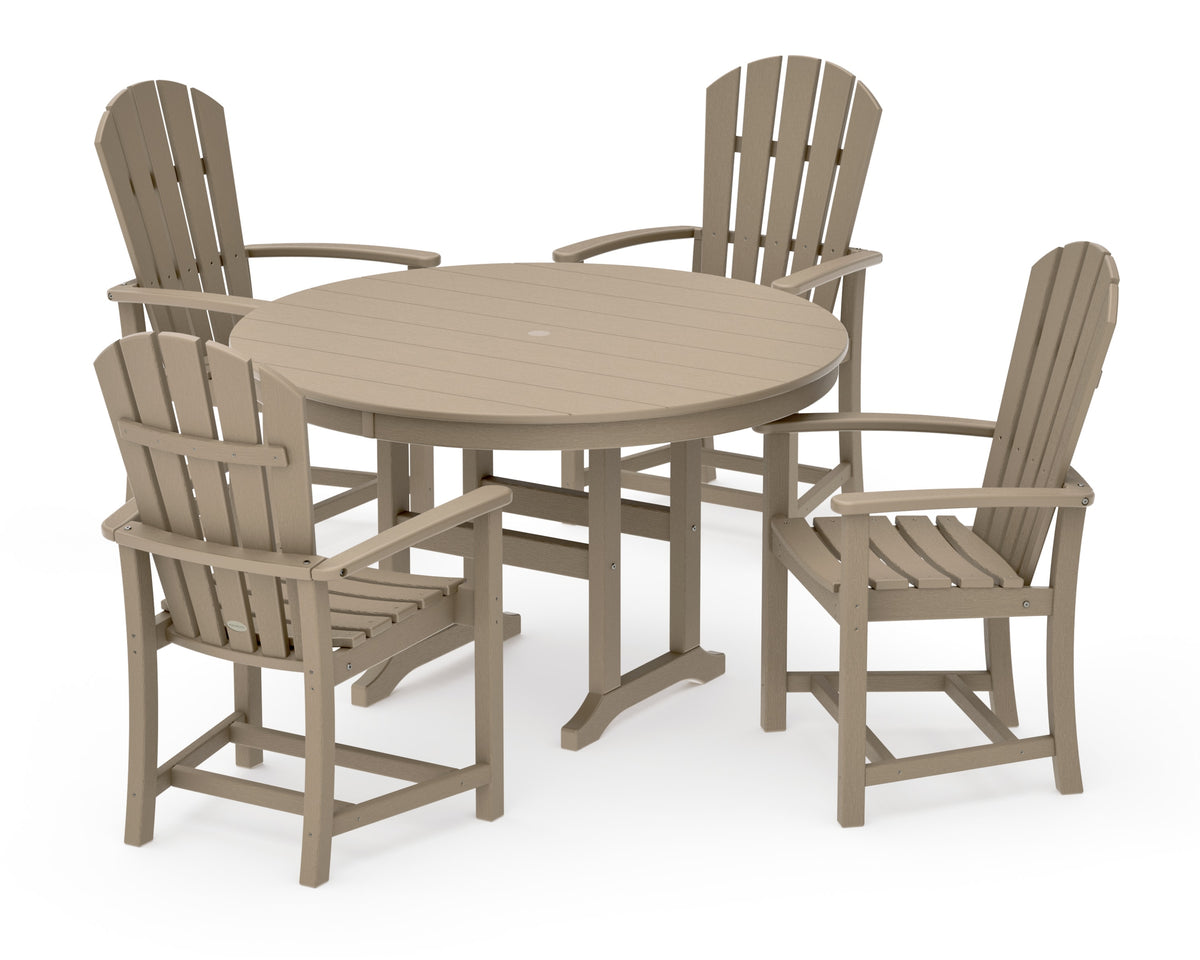 POLYWOOD Palm Coast 5-Piece Round Farmhouse Dining Set in Vintage Sahara