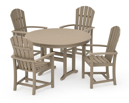 POLYWOOD Palm Coast 5-Piece Round Farmhouse Dining Set in Vintage Sahara