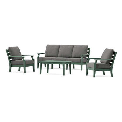POLYWOOD Savannah 4-Piece Deep Seating Set with Sofa in Green