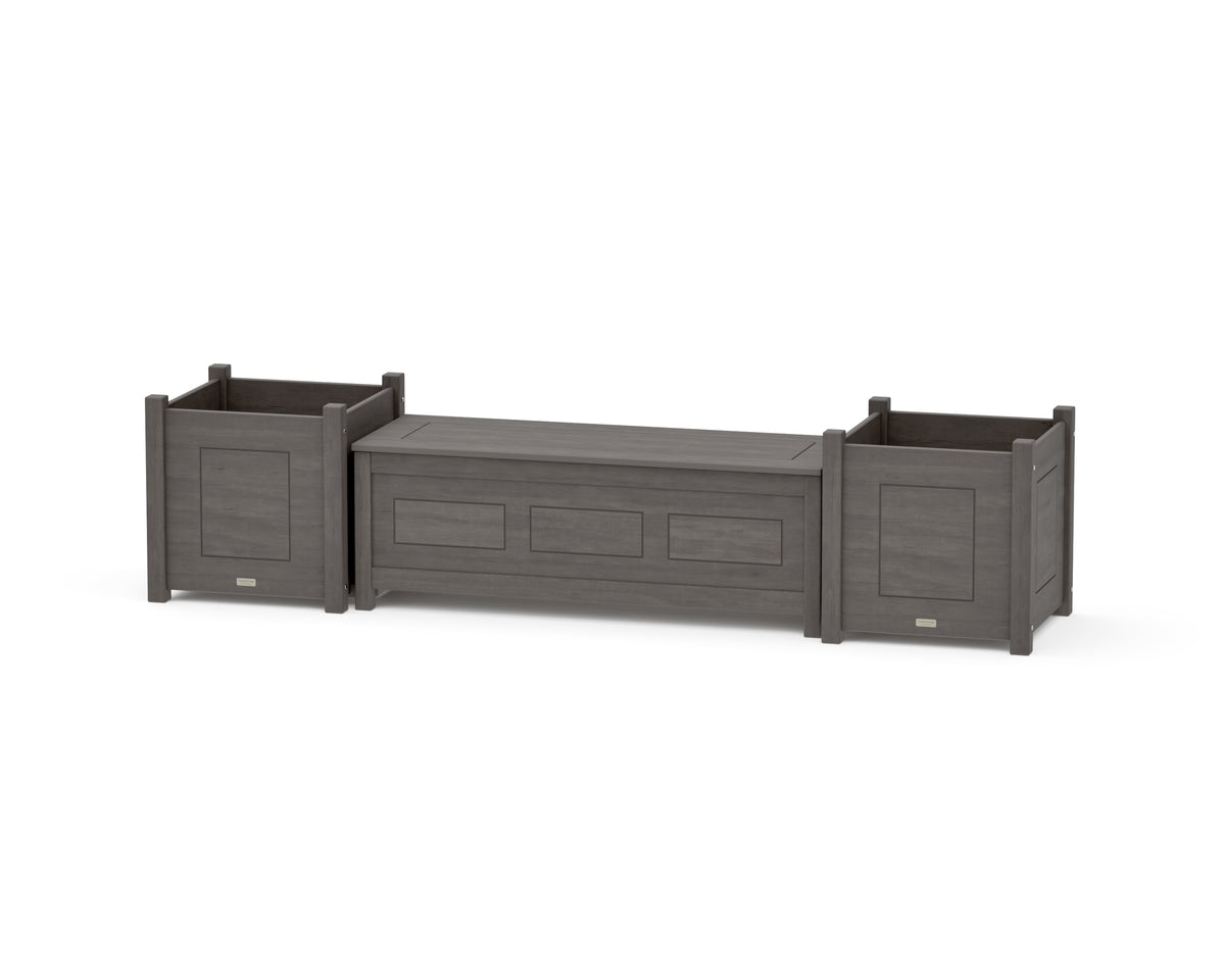 POLYWOOD 48" Country Living Straight Planter Storage Bench Set - Large in Driftwood
