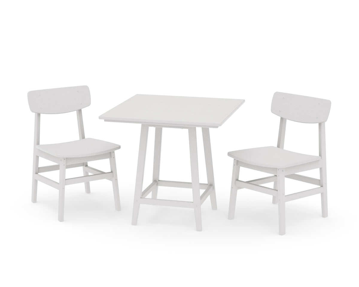POLYWOOD Modern Studio Urban Chair 3-Piece Bistro Dining Set in Vintage White