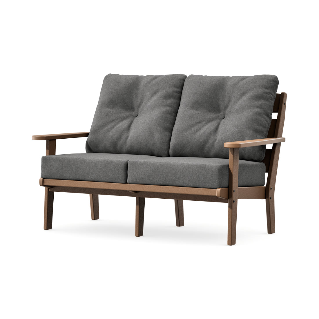 POLYWOOD Lakeside Deep Seating Loveseat in Teak / Ash Charcoal