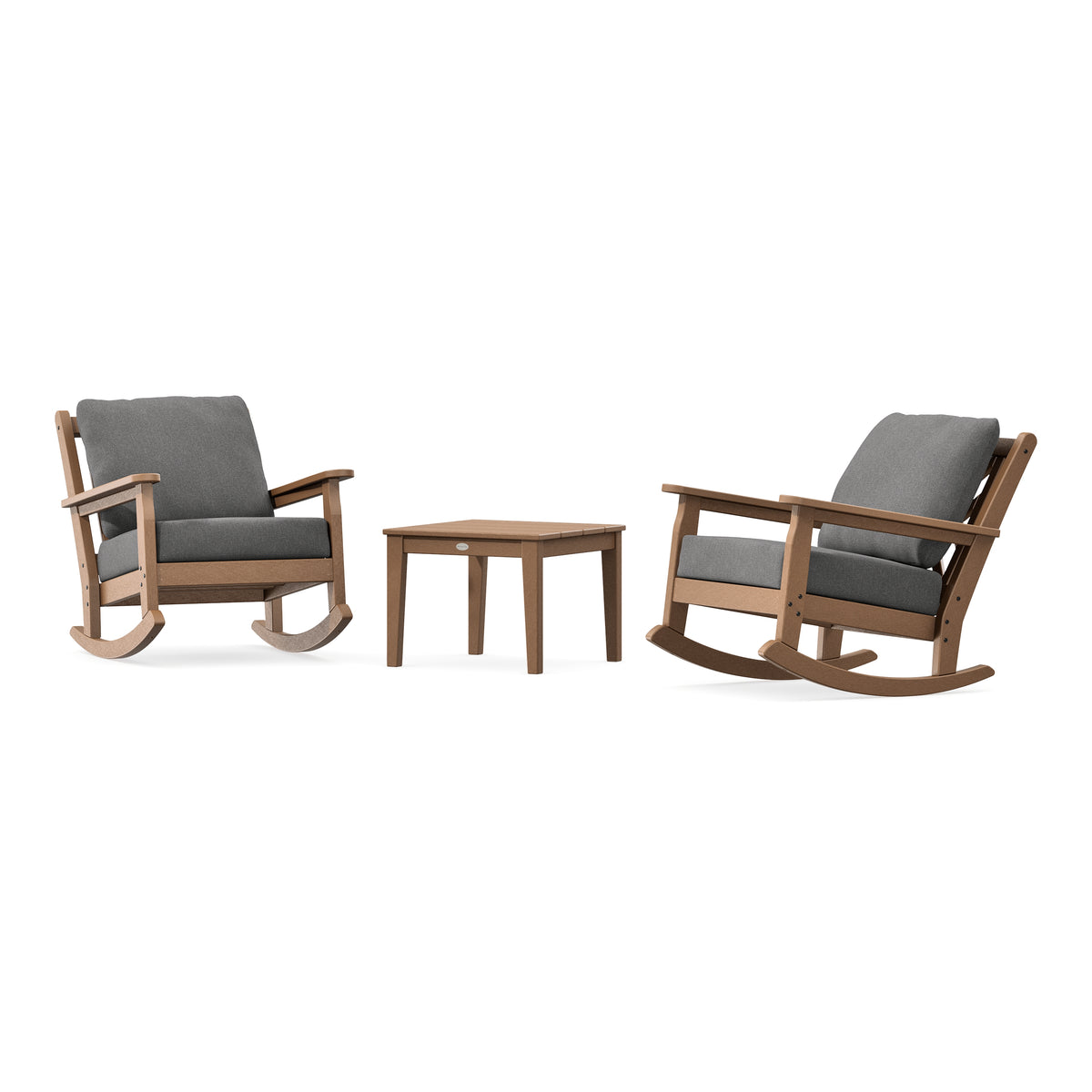POLYWOOD Chippendale 3-Piece Deep Seating Rocker Set in Teak