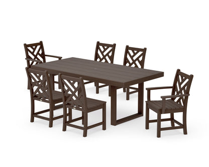 POLYWOOD Chippendale 7-Piece Dining Set - 39" x 78" Table in Kona
