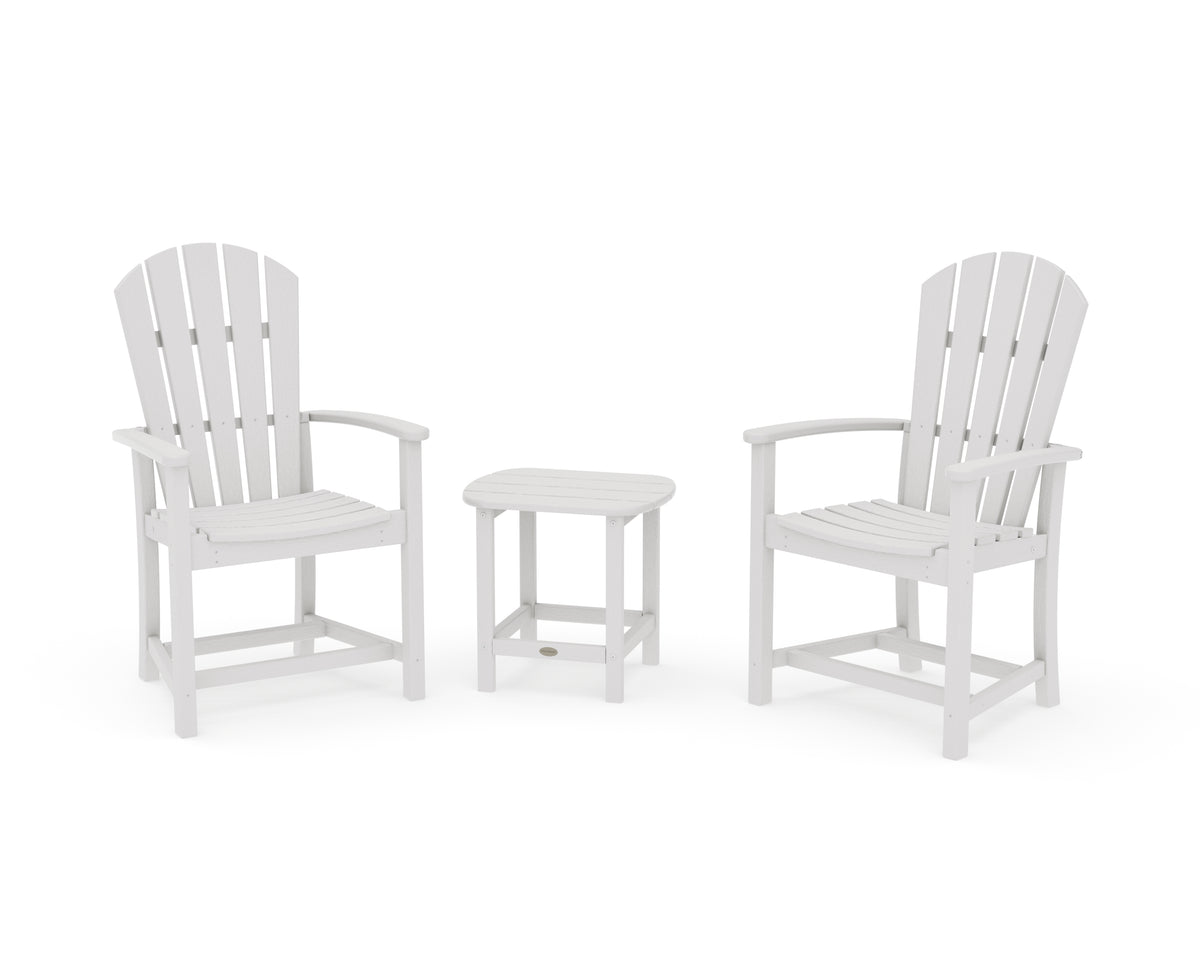 POLYWOOD Palm Coast 3-Piece Upright Adirondack Chair Set in Vintage White
