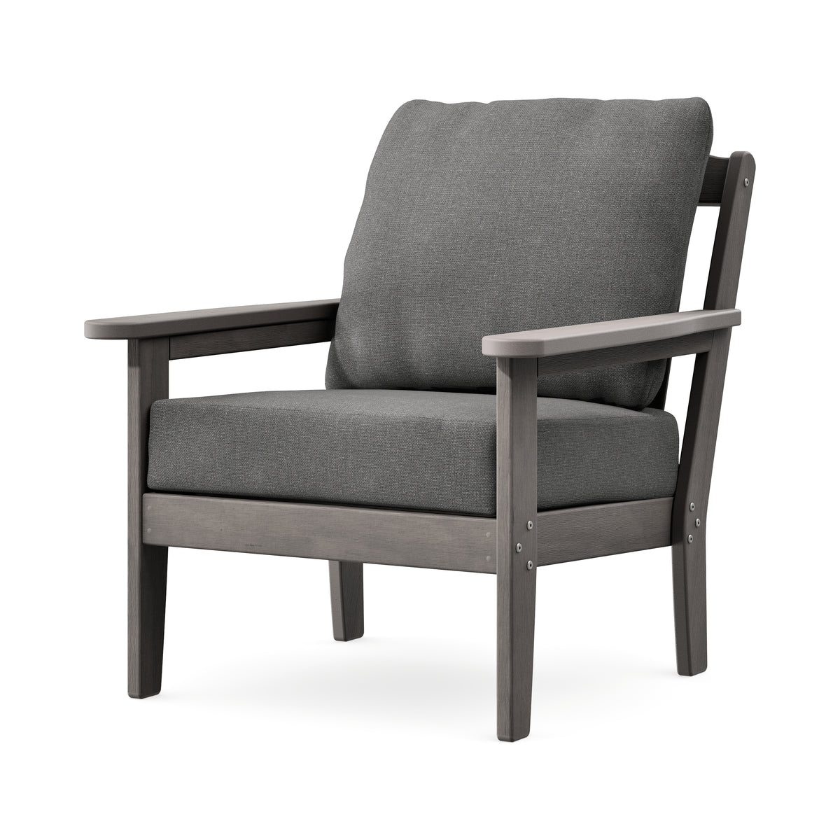 POLYWOOD Cottage Deep Seating Chair in Driftwood / Ash Charcoal