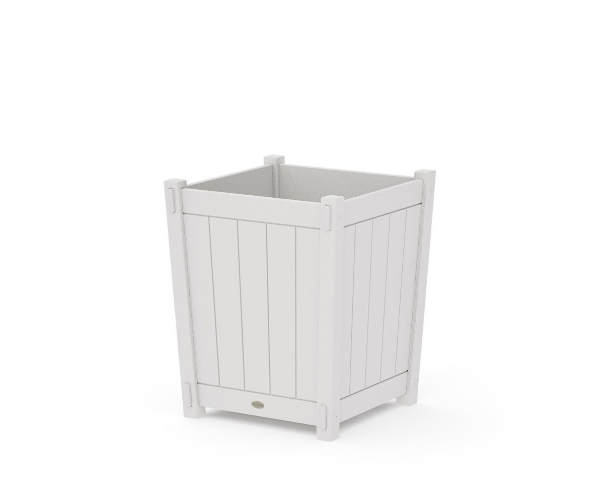 POLYWOOD Vineyard Large Tapered Square Short Planter Box in Vintage White