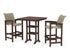 POLYWOOD Coastal Woven 3-Piece Farmhouse Bar Set with Trestle Legs in Mahogany / Dune Grass