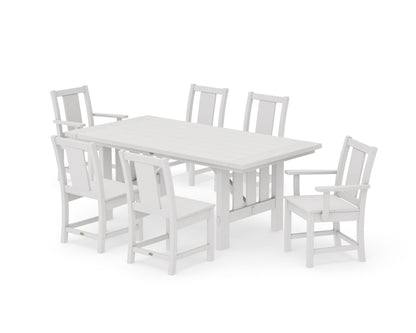 POLYWOOD Prairie 7-Piece Dining Set with Mission Table in Vintage White