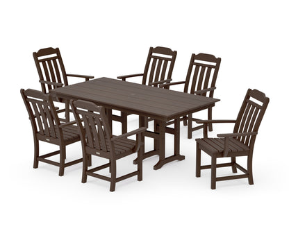 POLYWOOD Cottage Arm Chair 7-Piece Farmhouse Dining Set in Kona