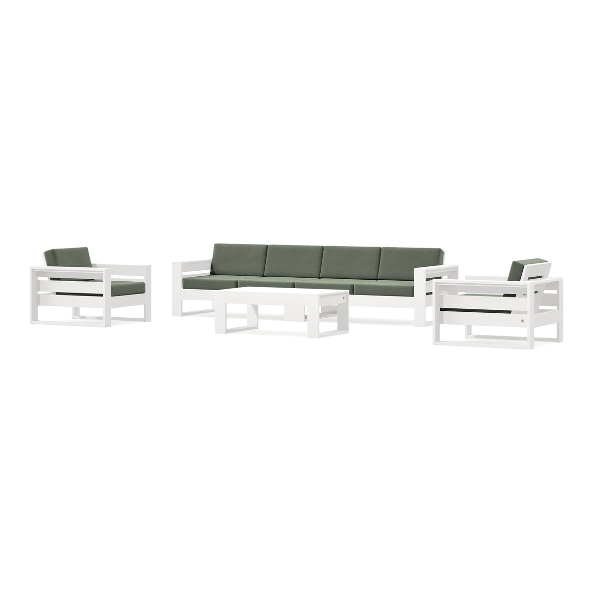 POLYWOOD PW Designer Series Latitude 5-Piece Lounge Sofa Set in Vintage White / Cast Sage