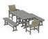 POLYWOOD Coastal Woven 5-Piece Farmhouse Dining Set with Benches in Slate Grey / Dune Grass