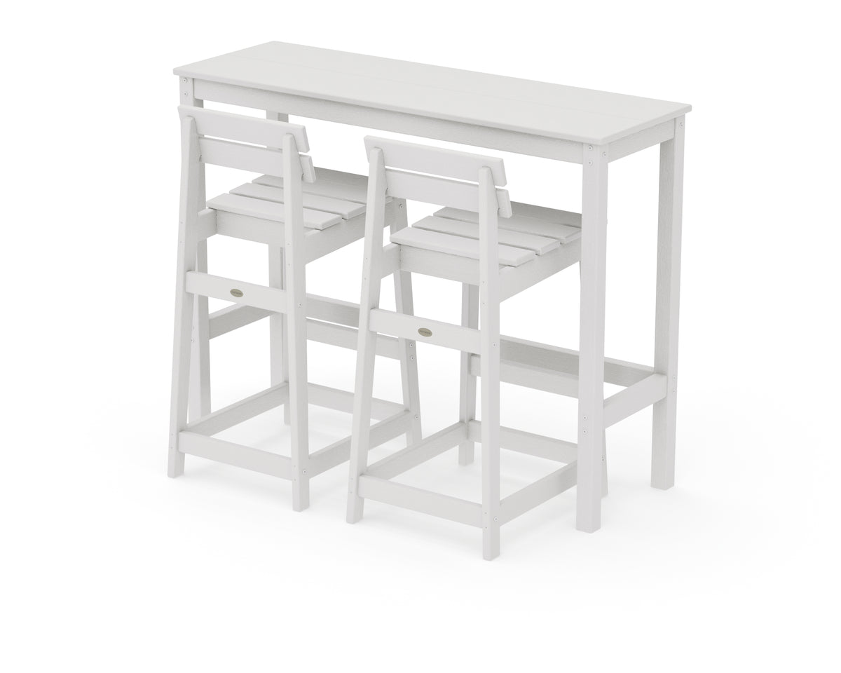 POLYWOOD Modern Studio Plaza Lowback Bar Chair 3-Piece Balcony Set in Vintage White