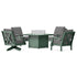 POLYWOOD Braxton 5-Piece Deep Seating Set with Fire Table in Green