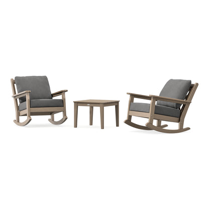 POLYWOOD Chippendale 3-Piece Deep Seating Rocker Set in Vintage Sahara
