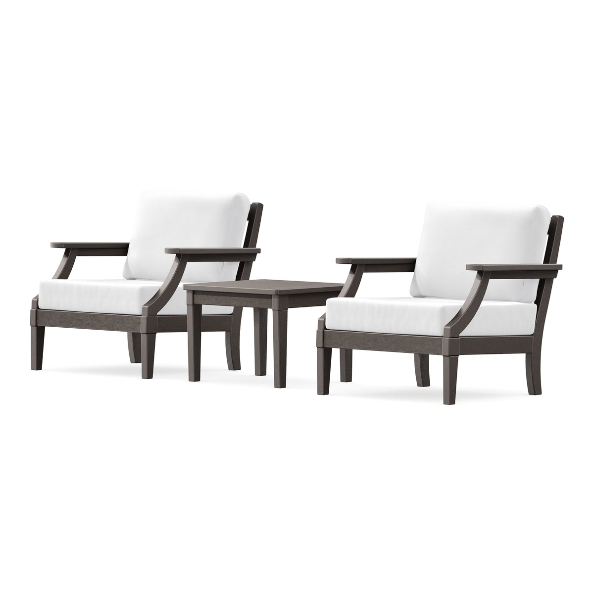 POLYWOOD PW Designer Series Estate 3-Piece Lounge Chair Set in Vintage Coffee / Natural